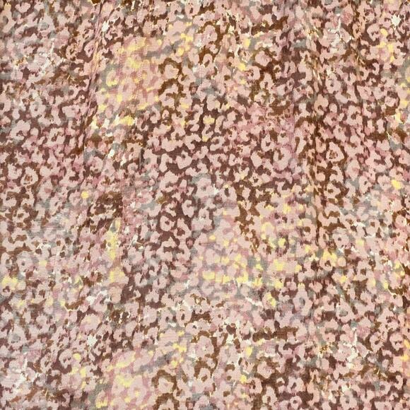 HINGE Ruffle Mock Neck Blouse | M | Pink Multi Leopard Print | Romantic Boho - Picture 10 of 14